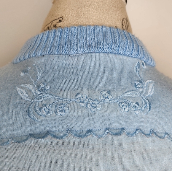 90s Pastel Blue Embroidered Jumper - Picture 9 of 13